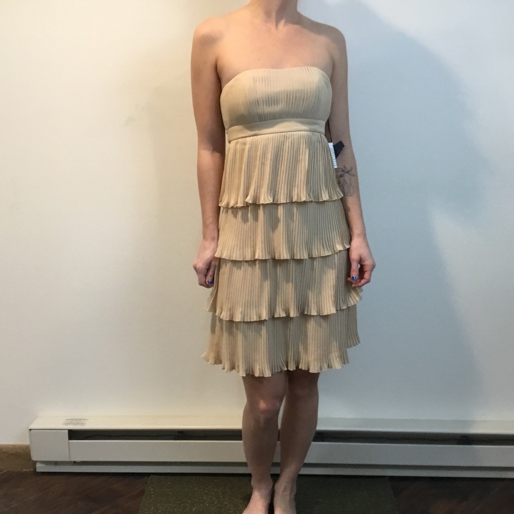 Anna Sui Tan Pleated Tiered Strapless Dress - Picture 8 of 8